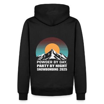 Bombardement de neige 2025 - Sweat à capuche Premium bio Homme - noir - Dos - Nico (187cm)