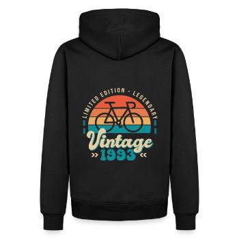 1993 Jubiläum 30 Jahre Radfahrer - Männer Premium Bio Hoodie - Schwarz - Hinten - Nico (187cm)