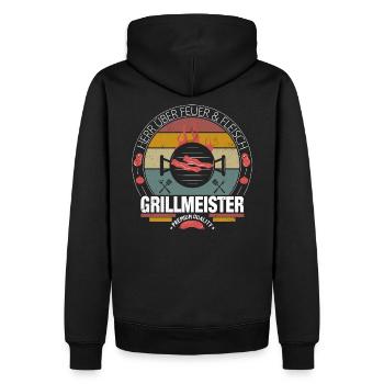 Grillmeister - Männer Premium Bio Hoodie - Schwarz - Hinten - Nico (187cm)