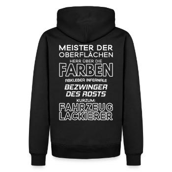 Fahrzeuglackierer / Fahrzeuglackiererin - Männer Premium Bio Hoodie - Schwarz - Hinten - Nico (187cm)