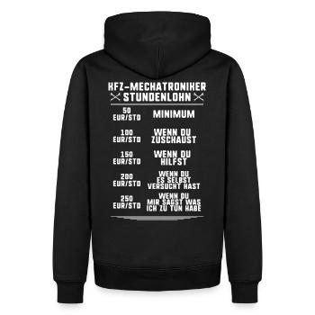 Kraftfahrzeugmechatroniker/KFZ-Mechatroniker/Lohn - Männer Premium Bio Hoodie - Schwarz - Hinten - Nico (187cm)