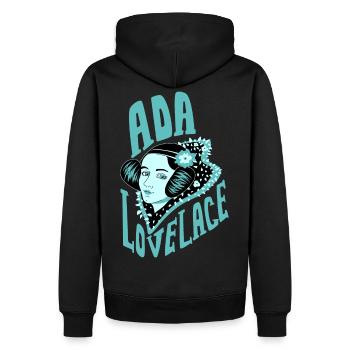 Ada Lovelace Blau - Inspirational Mathematician - Men’s Premium Organic Hoodie - black - Back - Nico (187cm)