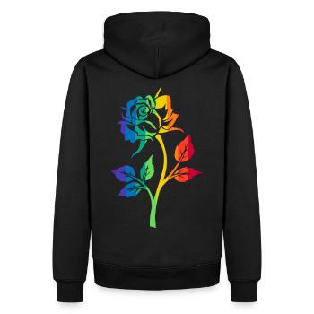 RAINBOW ROSE - Men’s Premium Organic Hoodie - black - Back - Nico (187cm)