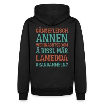 Weihnachtbaum & Lametta (Sächsisch-Edition) - Männer Premium Bio Hoodie - Schwarz - Hinten - Nico (187cm)