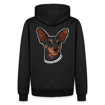 Tiny Giant - Miniature Pincher - Sweat à capuche Premium bio Homme - noir - Dos - Nico (187cm)