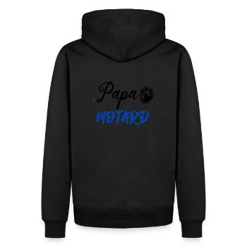 Papa motard idée cadeau moto fête des pères bikeur - Sweat à capuche Premium bio Homme - noir - Dos - Nico (187cm)