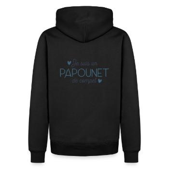 Papounet de compet cadeau original fête des pères - Sweat à capuche Premium bio Homme - noir - Dos - Nico (187cm)