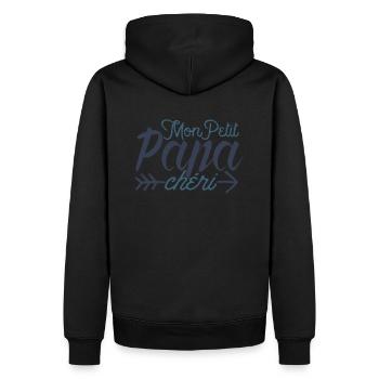 Mon Papa Chéri idée cadeau mignon fête des pères - Sweat à capuche Premium bio Homme - noir - Dos - Nico (187cm)