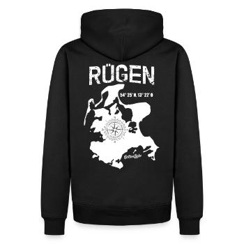 Ostseeliebe - Insel Rügen Kompass Koordinaten - Sweat à capuche Premium bio Homme - noir - Dos - Nico (187cm)
