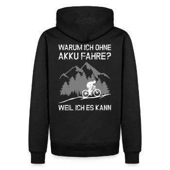 MTB - Warum ich ohne Akku fahre ? - Männer Premium Bio Hoodie - Schwarz - Hinten - Nico (187cm)