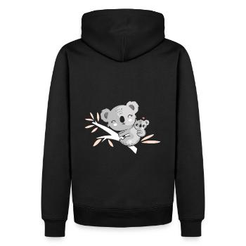 Grande soeur future maman koala mignon - Sweat à capuche Premium bio Homme - noir - Dos - Nico (187cm)