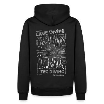 TEC Tauchen, Höhlentauchen Begriffe Kreide - Männer Premium Bio Hoodie - Schwarz - Hinten - Nico (187cm)