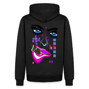 Les yeux se détachent avec la bouche nez face - Sweat à capuche Premium bio Homme - noir - Dos - Nico (187cm)