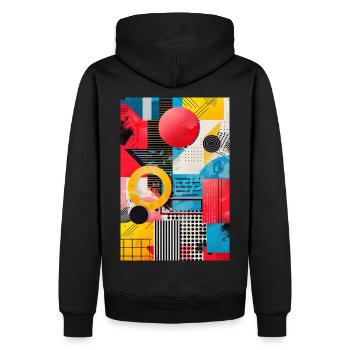 Retro Style - Abstrakte Formen - Männer Premium Bio Hoodie - Schwarz - Hinten - Nico (187cm)