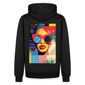 Portrait de femme colorée - Sweat à capuche Premium bio Homme - noir - Dos - Nico (187cm)