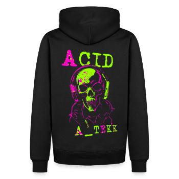 ACID A TEKK Totenkopf - Männer Premium Bio Hoodie - Schwarz - Hinten - Nico (187cm)
