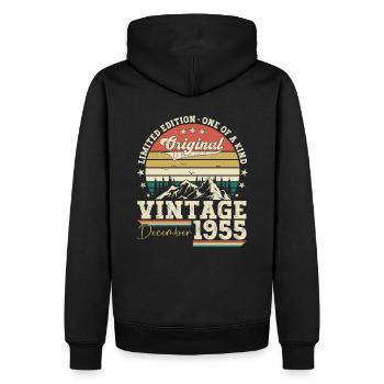 Cadeau original du 67e anniversaire de décembre 1955 - Sweat à capuche Premium bio Homme - noir - Dos - Nico (187cm)