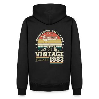 Cadeau original du 39e anniversaire de décembre 1983 - Sweat à capuche Premium bio Homme - noir - Dos - Nico (187cm)