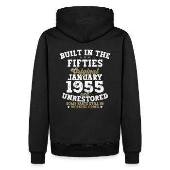 Né en 1955 janvier 68e anniversaire cadeau homme - Sweat à capuche Premium bio Homme - noir - Dos - Nico (187cm)