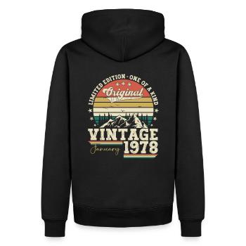 Né en 1978 janvier 45e anniversaire cadeau homme - Sweat à capuche Premium bio Homme - noir - Dos - Nico (187cm)