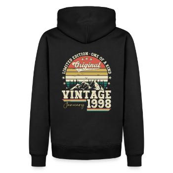 Né le 25 janvier 1998 Homme cadeau - Sweat à capuche Premium bio Homme - noir - Dos - Nico (187cm)
