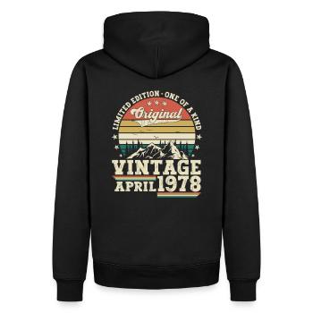 45e anniversaire homme Original April Né en 1978 - Sweat à capuche Premium bio Homme - noir - Dos - Nico (187cm)