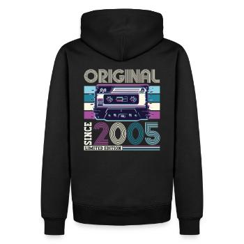 Original 2005 17. Geburtstag Geschenk Herren - Männer Premium Bio Hoodie - Schwarz - Hinten - Nico (187cm)