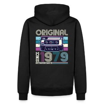 Original 1979 43ème Anniversaire Cadeau Hommes - Sweat à capuche Premium bio Homme - noir - Dos - Nico (187cm)