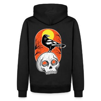 Eleganter Totenschädel Gruseliges Halloween Design - Männer Premium Bio Hoodie - Schwarz - Hinten - Nico (187cm)