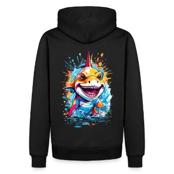 Requin - Sweat à capuche Premium bio Homme - noir - Dos - Nico (187cm)