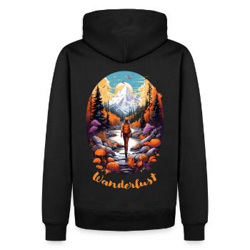 Wandern - Frau 1 - Männer Premium Bio Hoodie - Schwarz - Hinten - Nico (187cm)