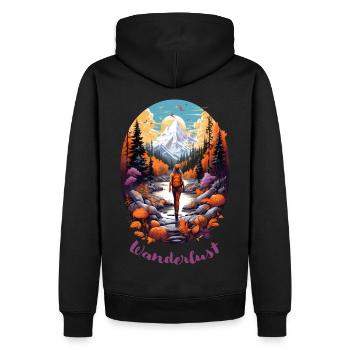 Wandern - Frau 2 - Männer Premium Bio Hoodie - Schwarz - Hinten - Nico (187cm)