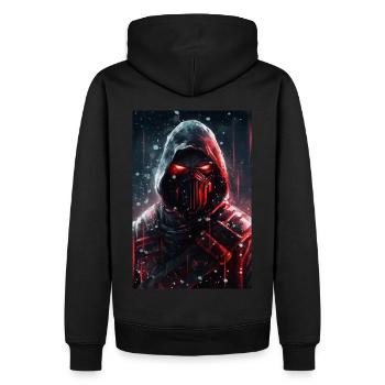 Neon Cyber Ninja Japan Ink Art Style#5 - Männer Premium Bio Hoodie - Schwarz - Hinten - Nico (187cm)