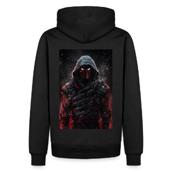 Neon Cyber Ninja Warrior #3 - Männer Premium Bio Hoodie - Schwarz - Hinten - Nico (187cm)