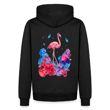 Wolken Flamingo - Männer Premium Bio Hoodie - Schwarz - Hinten - Nico (187cm)