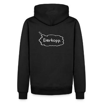 Eierkopp Eier Kopf doof Sprechblase Idiot Comic - Männer Premium Bio Hoodie - Schwarz - Hinten - Nico (187cm)