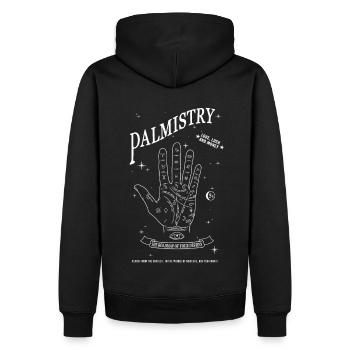 PALMISTRY - Men’s Premium Organic Hoodie - black - Back - Nico (187cm)