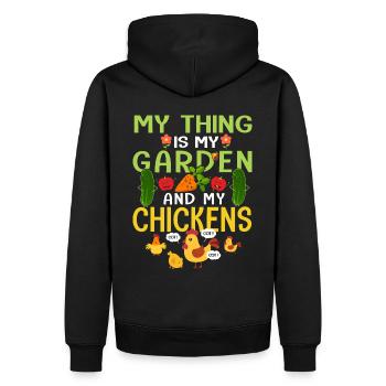jardin mon truc est mon jardin et mes poules - Sweat à capuche Premium bio Homme - noir - Dos - Nico (187cm)