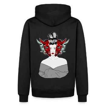 Geisha des démons japonais - Sweat à capuche Premium bio Homme - noir - Dos - Nico (187cm)