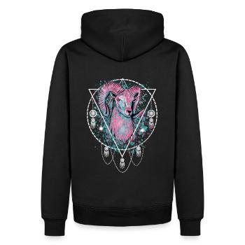 Bélier Signe Spirituel - Sweat à capuche Premium bio Homme - noir - Dos - Nico (187cm)