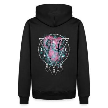 Widder Sternzeichen - Männer Premium Bio Hoodie - Schwarz - Hinten - Nico (187cm)