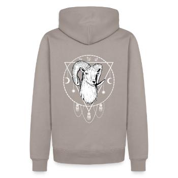 Aries Occultism - Men’s Premium Organic Hoodie - taupe - Back - Nico (187cm)