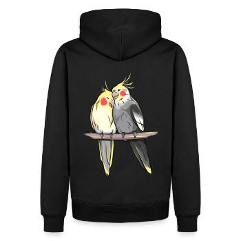 Corella Parrot Parakeet Cockatiel Red Cheeks - Men’s Premium Organic Hoodie - black - Back - Nico (187cm)