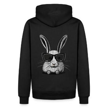 Rabbit White Sunglasses - Men’s Premium Organic Hoodie - black - Back - Nico (187cm)