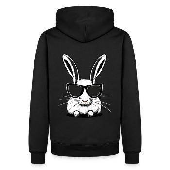 Weißer Hase mit Sonnenbrille - Männer Premium Bio Hoodie - Schwarz - Hinten - Nico (187cm)