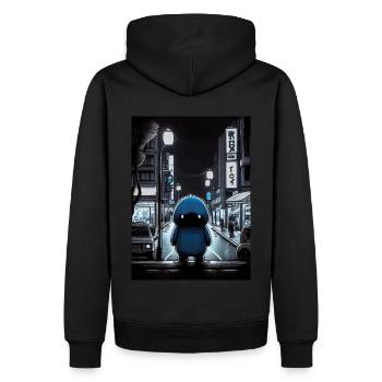 Anime Art | Cute Blue Monster - Männer Premium Bio Hoodie - Schwarz - Hinten - Nico (187cm)