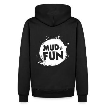 Schlamm ist Spaß - Männer Premium Bio Hoodie - Schwarz - Hinten - Nico (187cm)