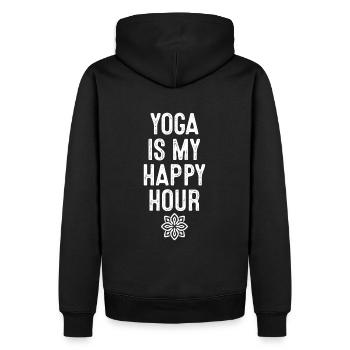 Yoga Is My Happy Hour Relaxation Mandala Chakra - Men’s Premium Organic Hoodie - black - Back - Nico (187cm)