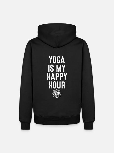 Yoga is mijn happy hour ontspanning mandala chakra - Mannen Premium Bio hoodie - zwart