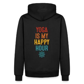 Yoga Is My Happy Hour Relaxation Mandala Chakra - Men’s Premium Organic Hoodie - black - Back - Nico (187cm)